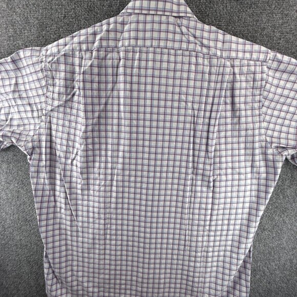 Faconnable Blue Purple USA Cotton Check 15.5 Pocket Long Sleeve Shirt Men Woven - Picture 14 of 14